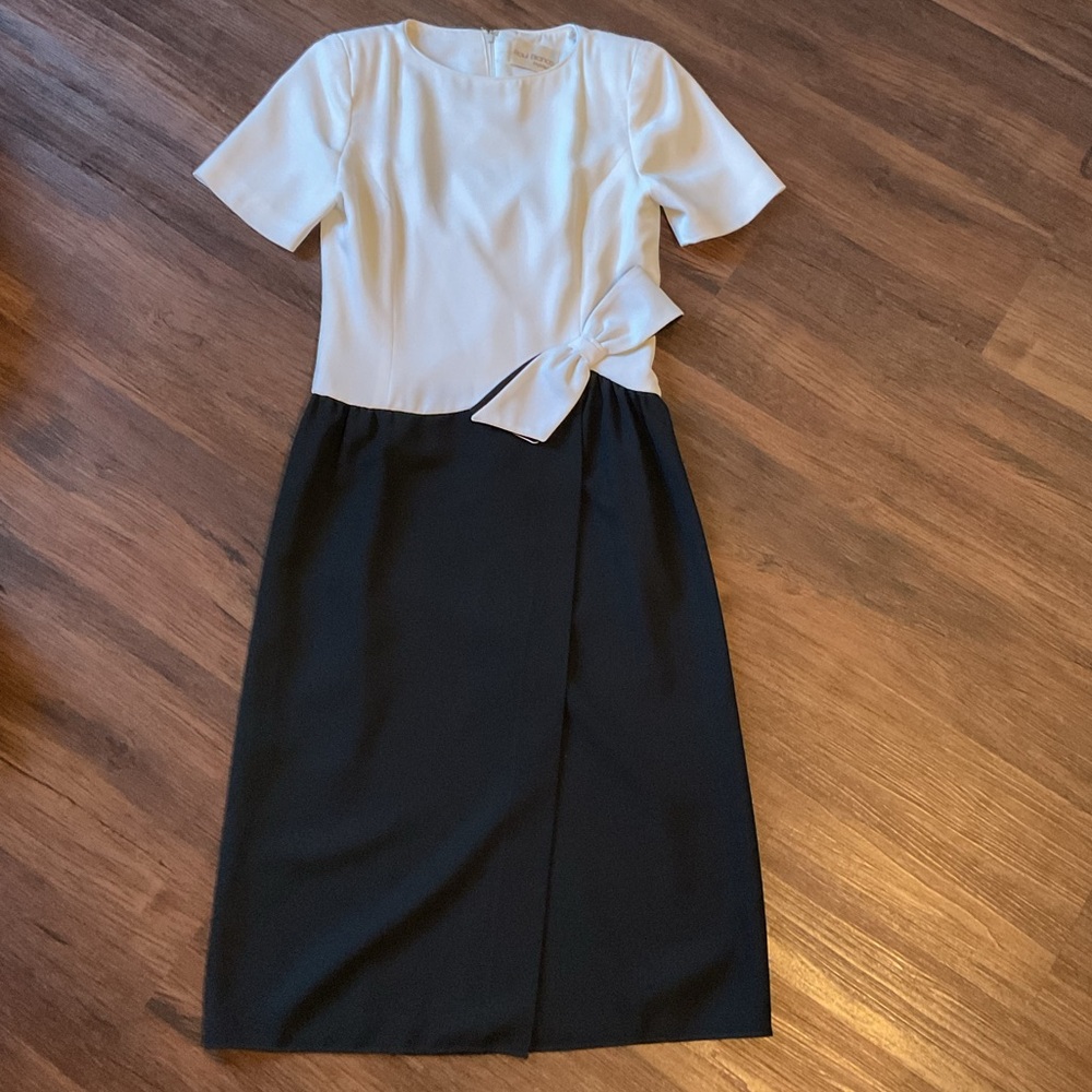 Raul Blanco Vintage Elegant Black and White Dress